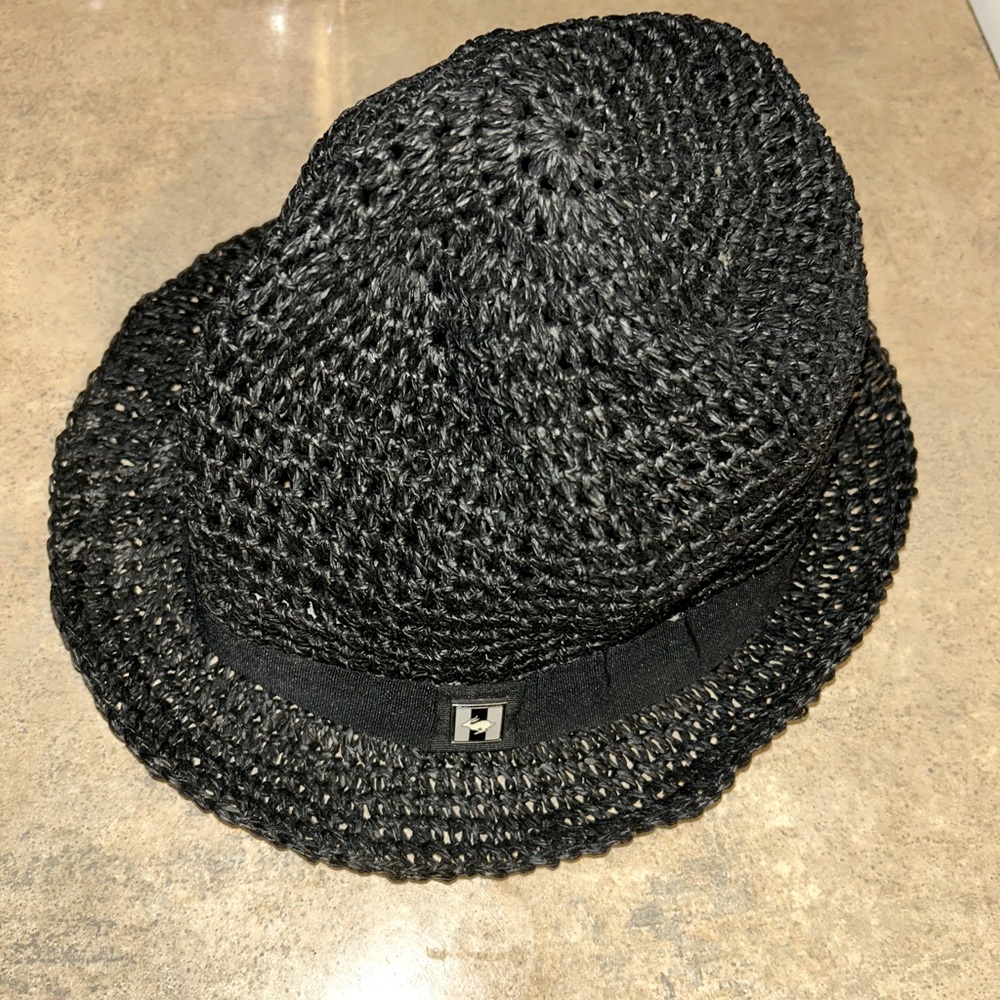 Peter Grimm hat - black crochet paper bucket hat